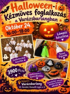Read more about the article Halloween-i kézműves foglalkozás a Varázsbarlangban – készítsünk együtt rémisztően jó dekorációkat!